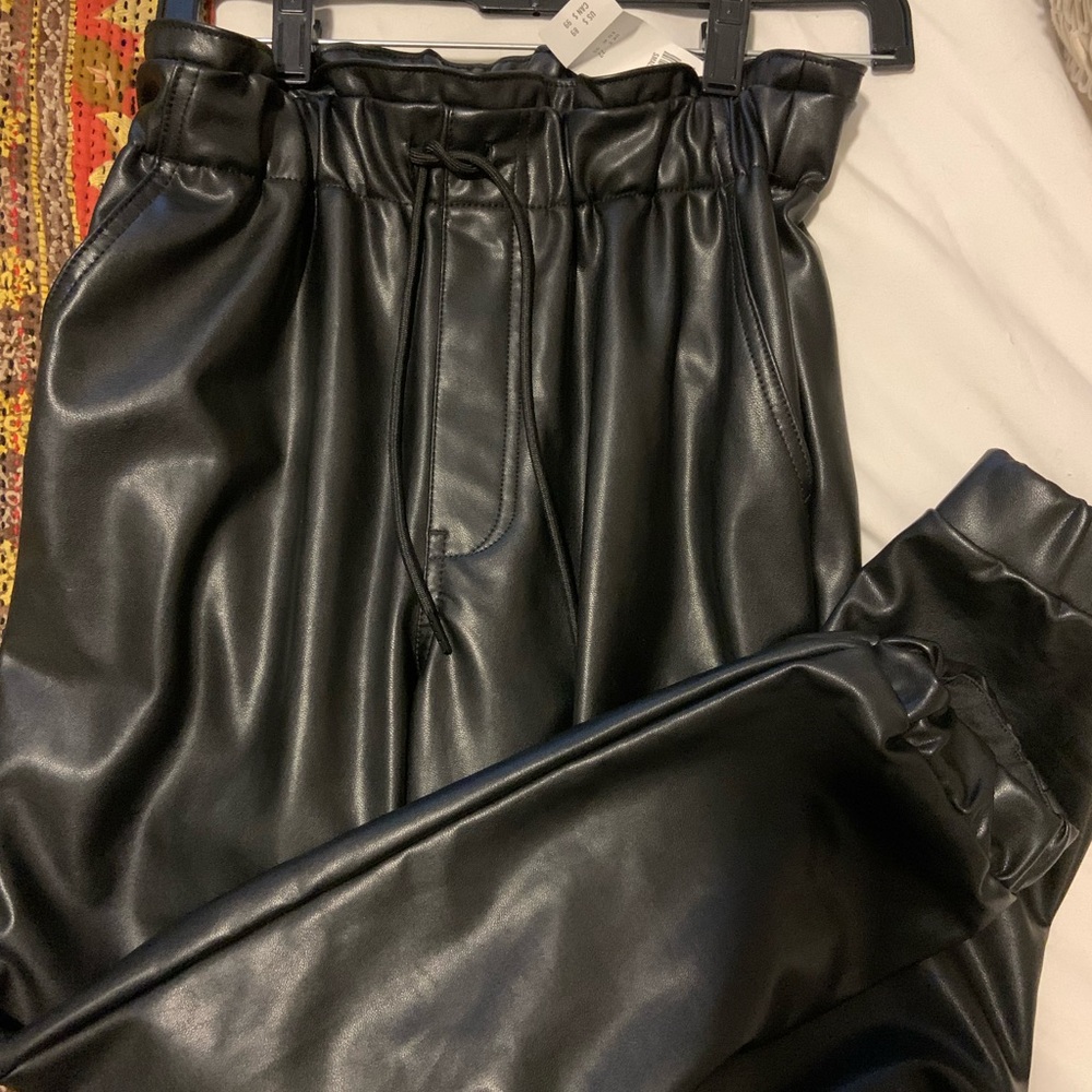 Abercrombie and Fitch vegan leather joggers